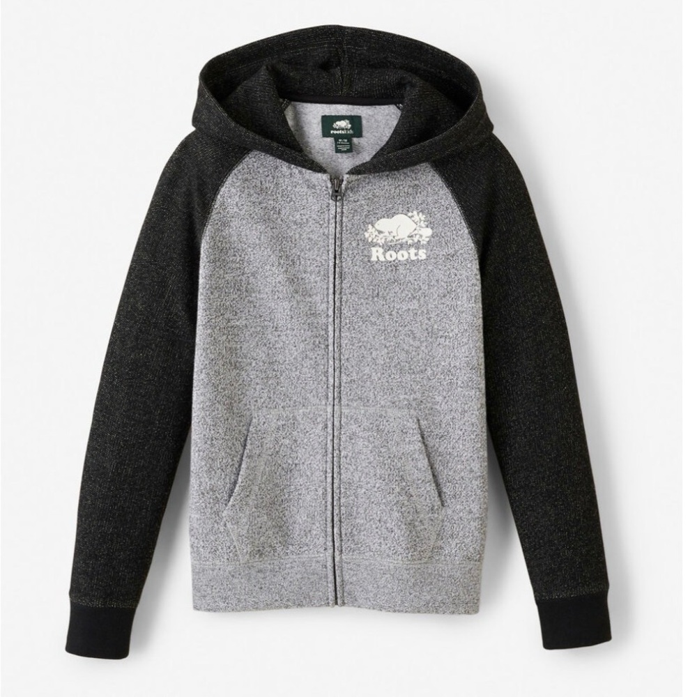 Roots Kids Heather Grey & Dark Grey Full-Zip Hoodie
